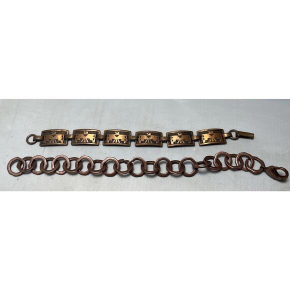 Vtg COPPER THUNDERBIRD Eagle KACHINA BRACELET Navajo Bell Trading Era - Picture 1 of 5